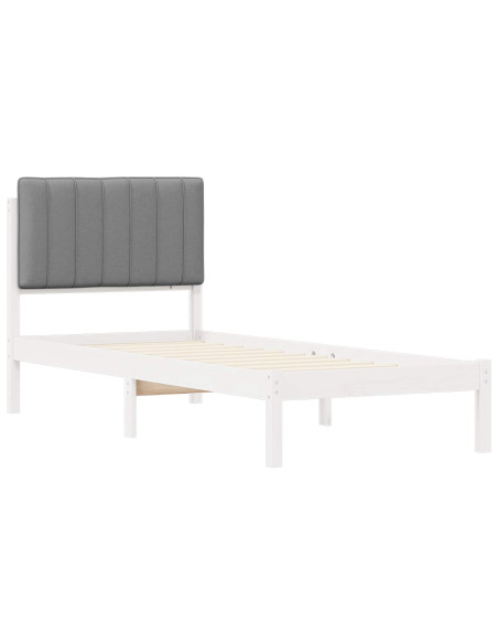 Letto con Testiera Rivestita Grigio chiaro 80 x 200 cm
