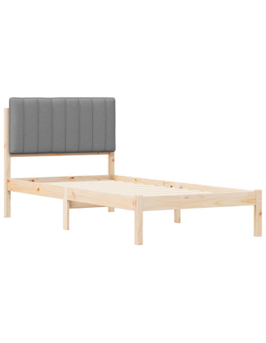 Letto con Testiera Rivestita Grigio chiaro 90 x 190 cm