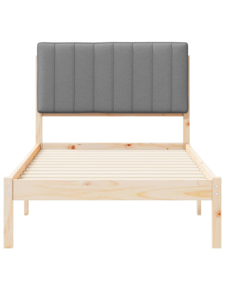 Letto con Testiera Rivestita Grigio chiaro 90 x 190 cm