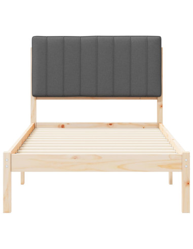 Letto con Testiera Rivestita Grigio scuro 90 x 190 cm