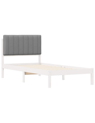 Letto con Testiera Rivestita Grigio chiaro 90 x 190 cm