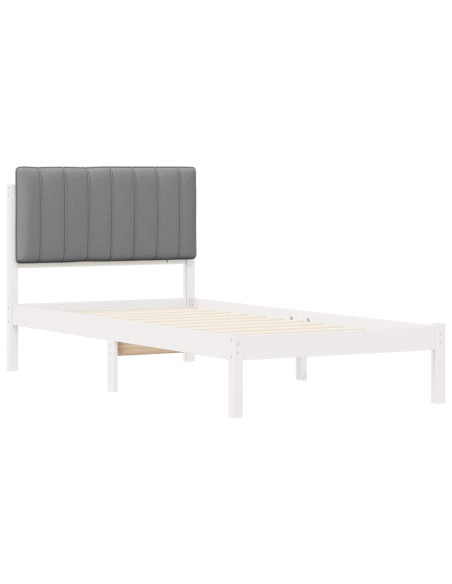 Letto con Testiera Rivestita Grigio chiaro 90 x 190 cm