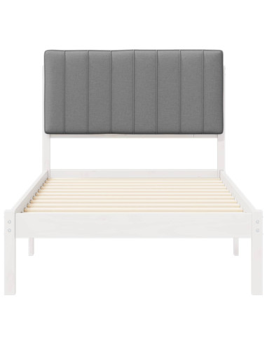 Letto con Testiera Rivestita Grigio chiaro 90 x 190 cm