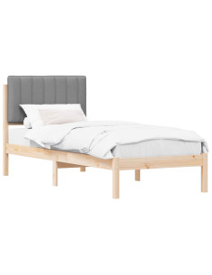 Letto con Testiera Rivestita Grigio chiaro 75 x 190 cm 2