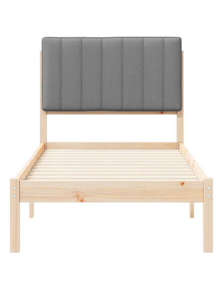 Letto con Testiera Rivestita Grigio chiaro 75 x 190 cm