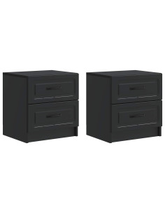 Armadio da Notte con cassetto 2 pcs Nero 43 x 34,5 x 44,5 cm