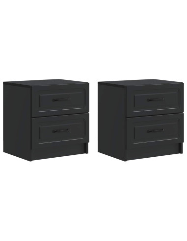 Armadio da Notte con cassetto 2 pcs Nero 43 x 34,5 x 44,5 cm