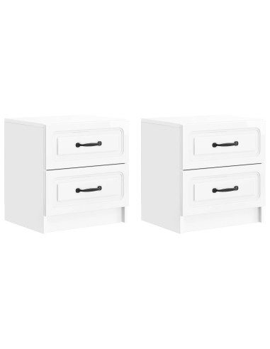 Armadio da Notte 2 pcs Bianco Lucido 43 x 34,5 x 44,5 cm