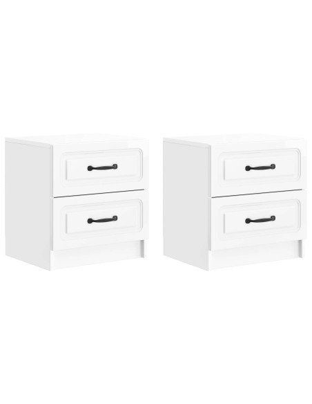 Armadio da Notte 2 pcs Bianco Lucido 43 x 34,5 x 44,5 cm