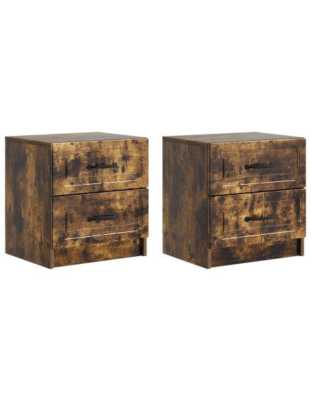 Armadio da Notte 2 pcs Rovere Fumo 43 x 34,5 x 44,5 cm