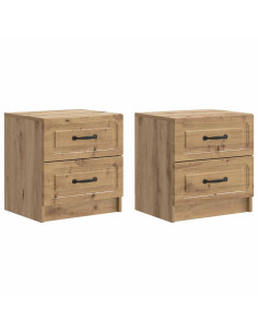 Armadio da Notte 2 pcs Rovere Artigianale 43 x 34,5 x 44,5 cm