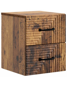 Mobiletto da notte a muro Legno antico 34,5 x 33 x 40 cm