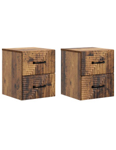 Mobiletto da notte a muro 2 pcs Legno antico 34,5 x 33 x 40 cm
