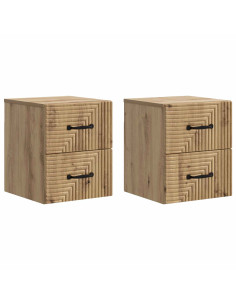 Mobiletto da notte a muro con cassetto 2 pcs Rovere Artigianale