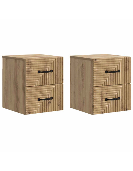 Mobiletto da notte a muro con cassetto 2 pcs Rovere Artigianale
