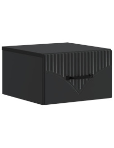 Mobiletto da notte a muro con cassetto Nero 34,5 x 33 x 20 cm