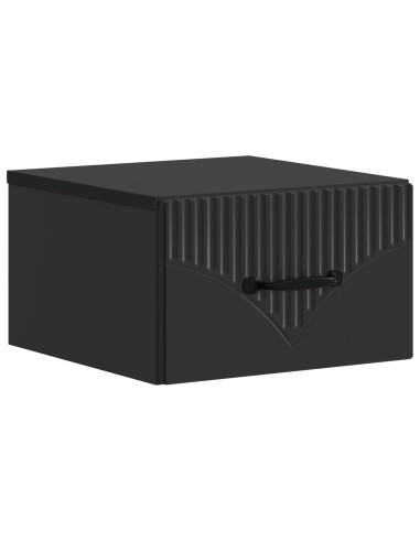 Mobiletto da notte a muro con cassetto Nero 34,5 x 33 x 20 cm