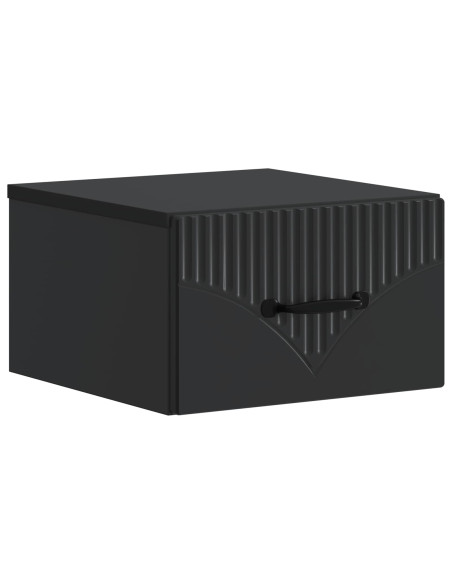 Mobiletto da notte a muro con cassetto Nero 34,5 x 33 x 20 cm