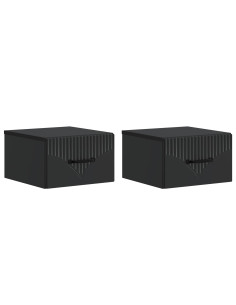 Mobiletto da notte a muro 2 pcs Nero 34,5 x 33 x 20 cm