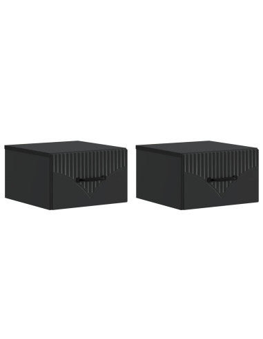 Mobiletto da notte a muro 2 pcs Nero 34,5 x 33 x 20 cm