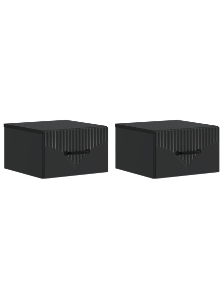Mobiletto da notte a muro 2 pcs Nero 34,5 x 33 x 20 cm