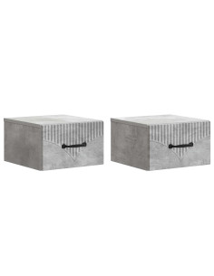 Mobiletto da notte a muro con cassetto 2 pcs Grigio Cemento