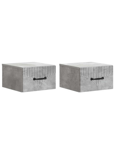 Mobiletto da notte a muro con cassetto 2 pcs Grigio Cemento