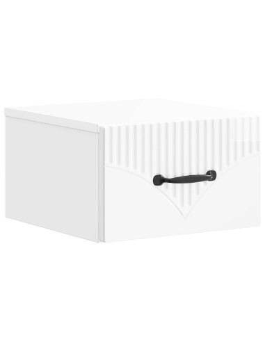Mobiletto da notte a muro Bianco Lucido 34,5 x 33 x 20 cm