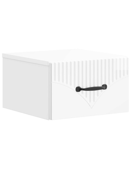 Mobiletto da notte a muro Bianco Lucido 34,5 x 33 x 20 cm