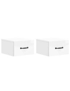 Mobiletto da notte a muro 2 pcs Bianco Lucido 34,5 x 33 x 20 cm