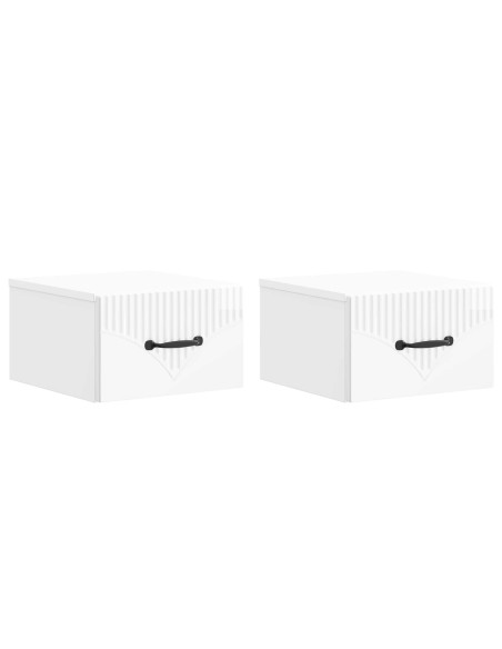 Mobiletto da notte a muro 2 pcs Bianco Lucido 34,5 x 33 x 20 cm
