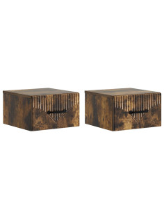 Mobiletto da notte a muro 2 pcs Rovere Fumo 34,5 x 33 x 20 cm