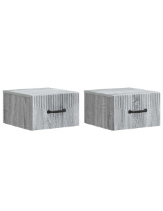 Mobiletto da notte a muro 2 pcs Grigio Sonoma 34,5 x 33 x 20 cm