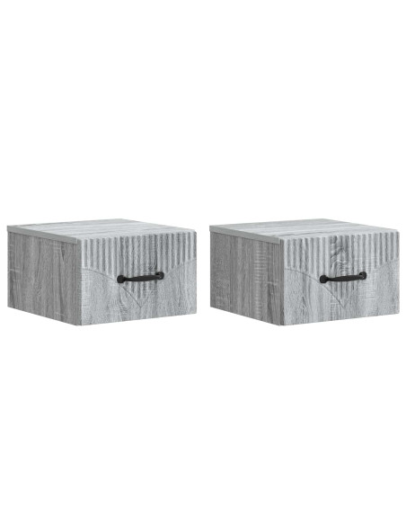 Mobiletto da notte a muro 2 pcs Grigio Sonoma 34,5 x 33 x 20 cm