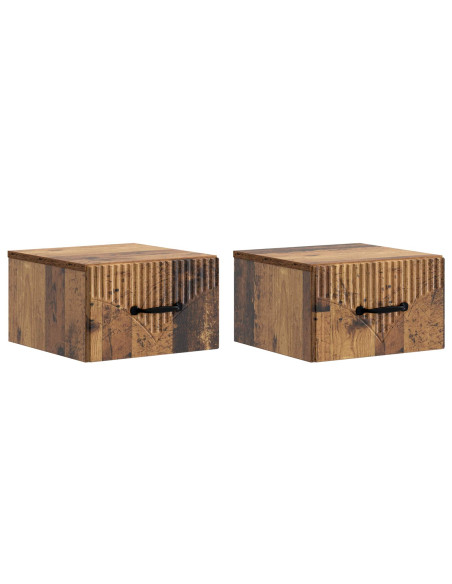 Mobiletto da notte a muro 2 pcs Legno antico 34,5 x 33 x 20 cm