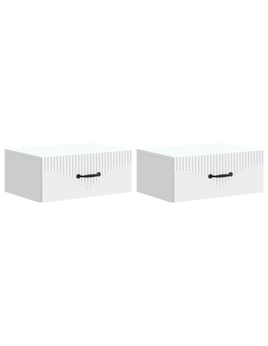 Mobiletto da notte a muro 2 pcs Bianco 49 x 34,5 x 20 cm