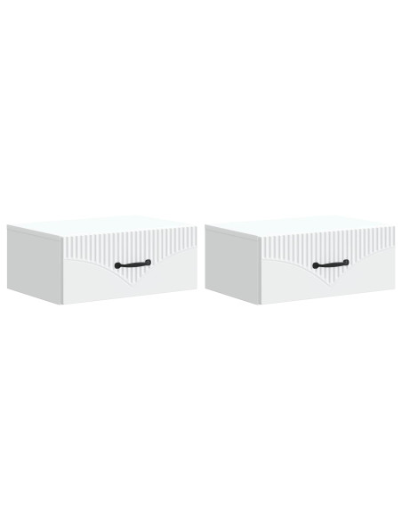 Mobiletto da notte a muro 2 pcs Bianco 49 x 34,5 x 20 cm