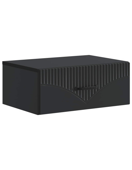 Mobiletto da notte a muro con cassetto Nero 49 x 34,5 x 20 cm