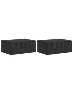 Mobiletto da notte a muro 2 pcs Nero 49 x 34,5 x 20 cm