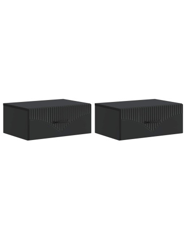 Mobiletto da notte a muro 2 pcs Nero 49 x 34,5 x 20 cm