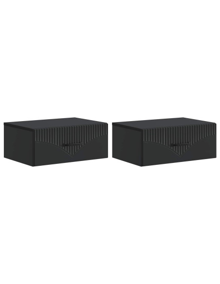 Mobiletto da notte a muro 2 pcs Nero 49 x 34,5 x 20 cm