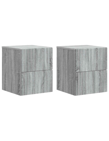 Mobiletto da notte a muro 2 pcs Grigio Sonoma 33 x 34,5 x 40 cm