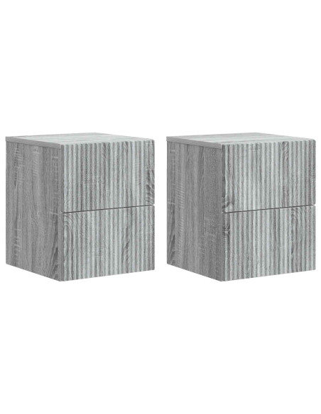 Mobiletto da notte a muro 2 pcs Grigio Sonoma 33 x 34,5 x 40 cm
