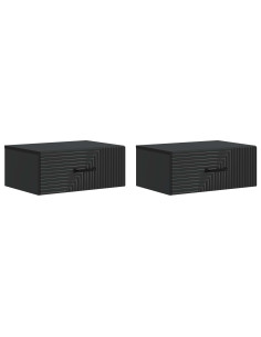 Mobiletto da notte a muro 2 pcs Nero 49 x 34,5 x 20 cm