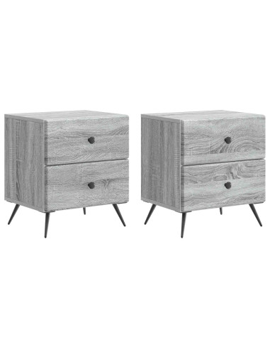 Armadio da Notte 2 pcs Grigio Sonoma 43 x 34,5 x 47,5 cm