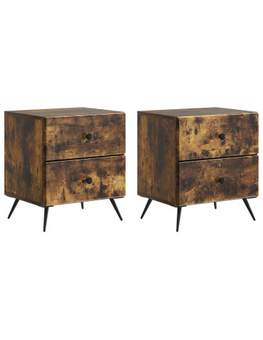 Armadio da Notte 2 pcs Rovere Fumo 43 x 34,5 x 47,5 cm
