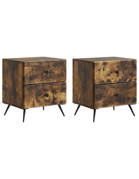 Armadio da Notte 2 pcs Rovere Fumo 43 x 34,5 x 47,5 cm