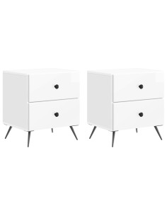 Armadio da Notte 2 pcs Bianco Lucido 43 x 34,5 x 47,5 cm