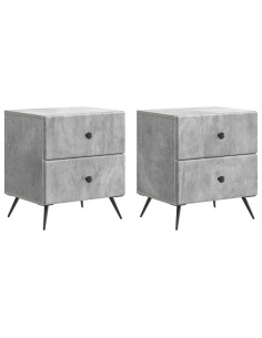Armadio da Notte 2 pcs Grigio Cemento 43 x 34,5 x 47,5 cm