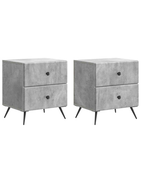 Armadio da Notte 2 pcs Grigio Cemento 43 x 34,5 x 47,5 cm